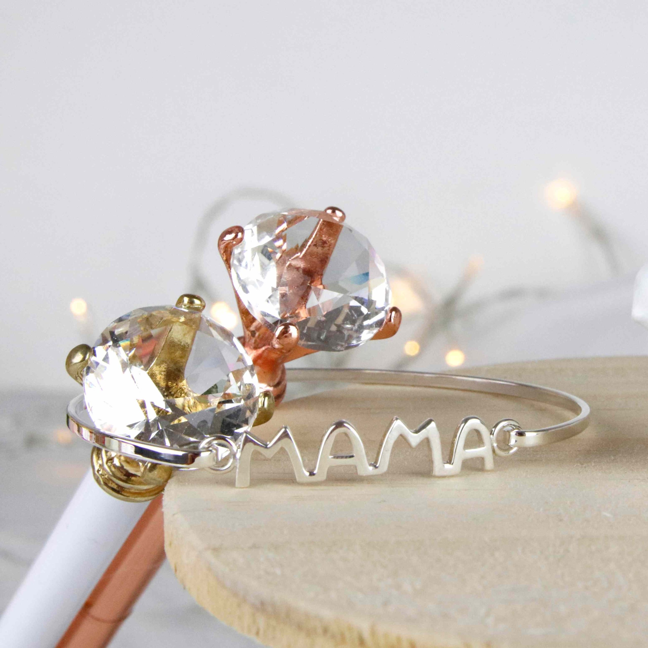 Pulsera de plata de ley mamá brazalete