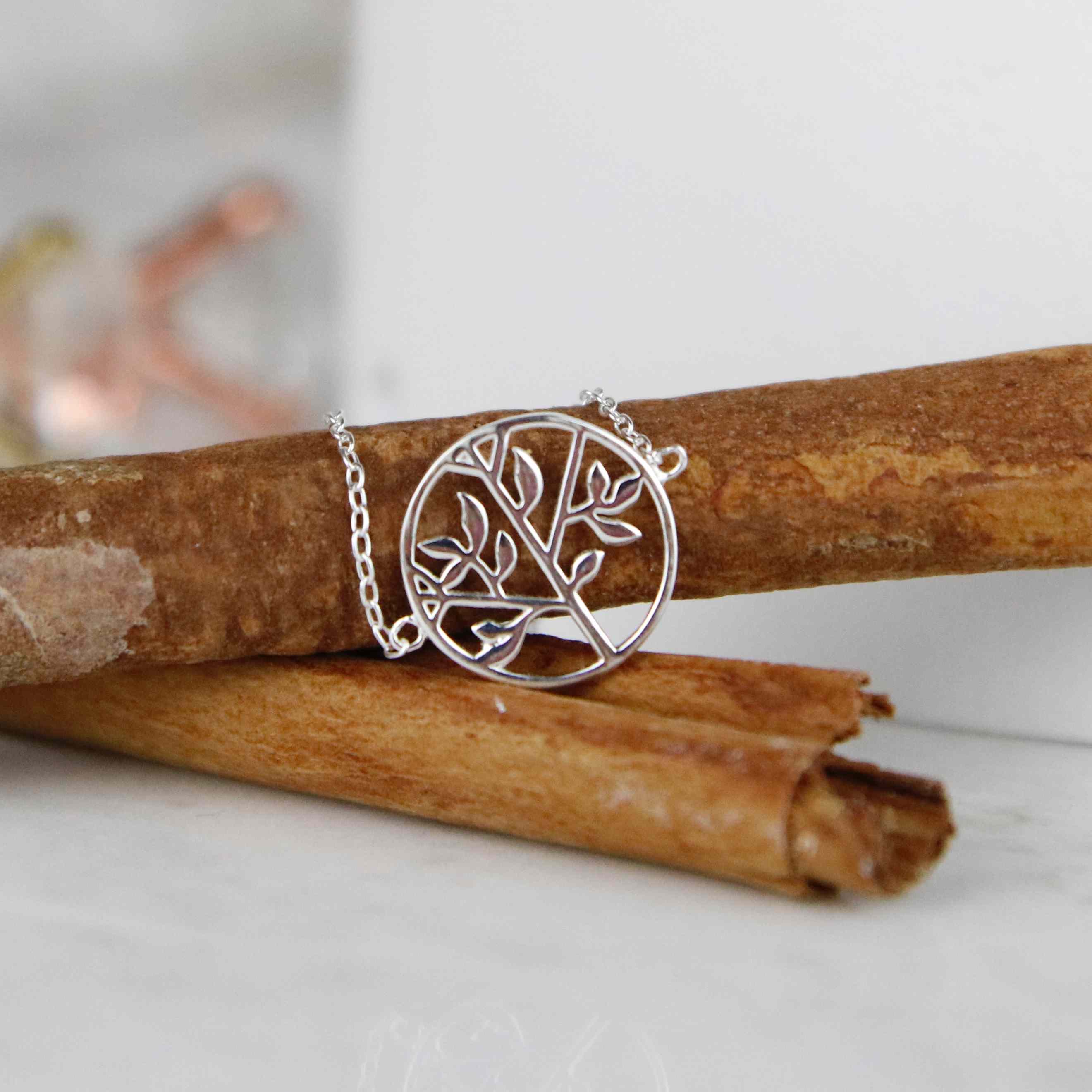 Pulsera árbol de la vida plata de ley