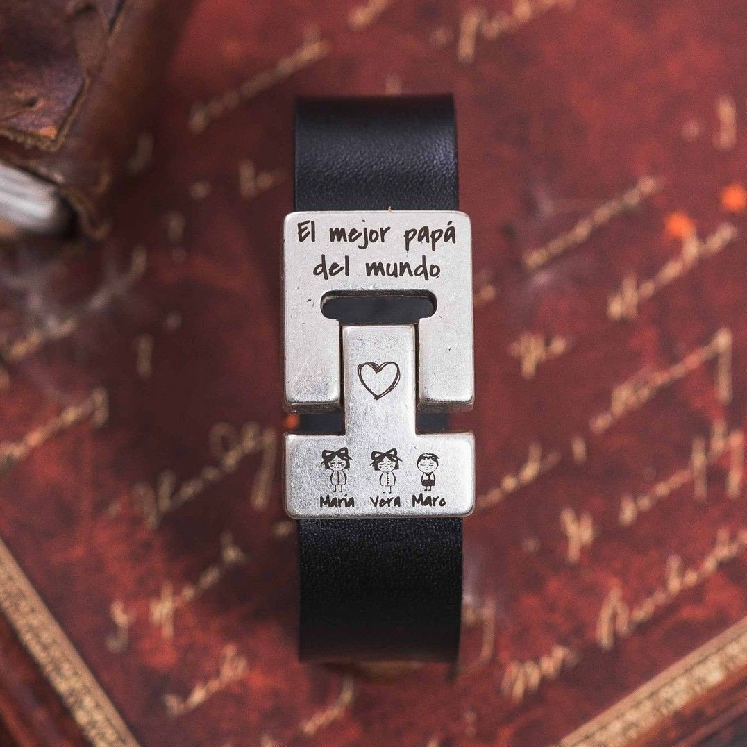 Pulsera el mejor papá de cuero