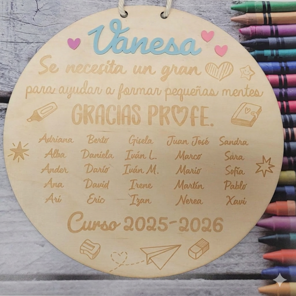 Placa personalizada profe madera