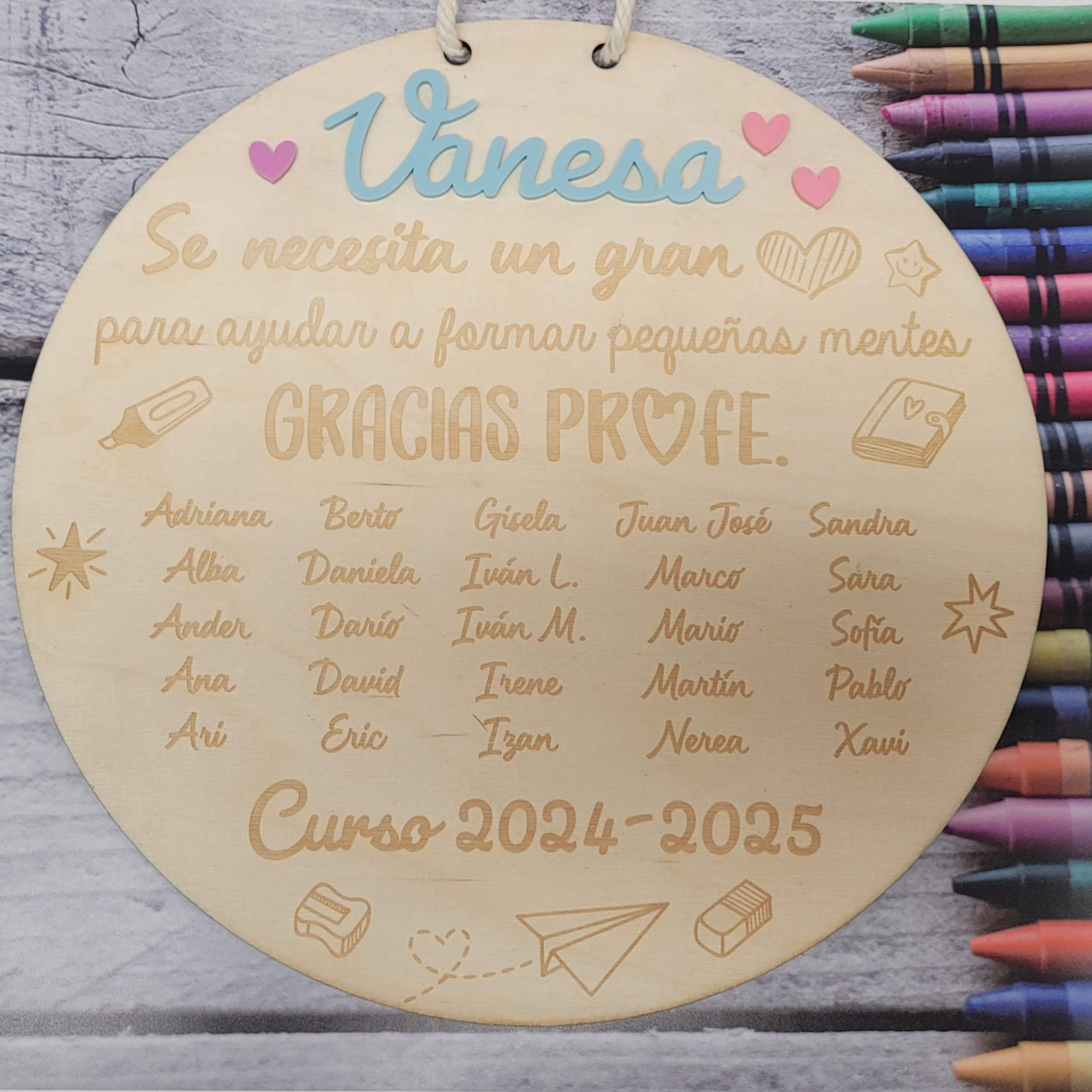 Placa personalizada profe madera