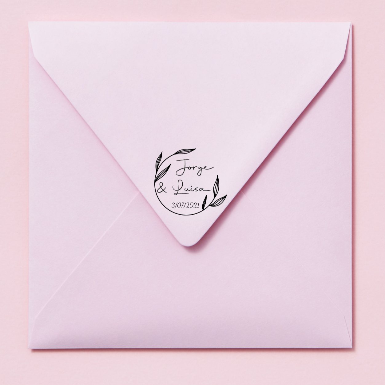 Sello boda personalizado laurel