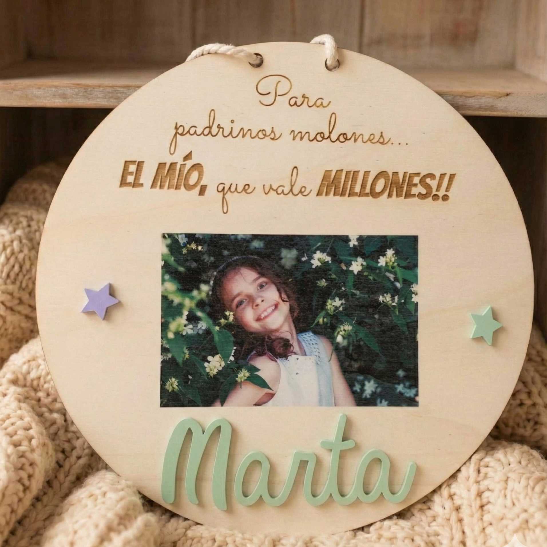 Placa madera personalizada padrino