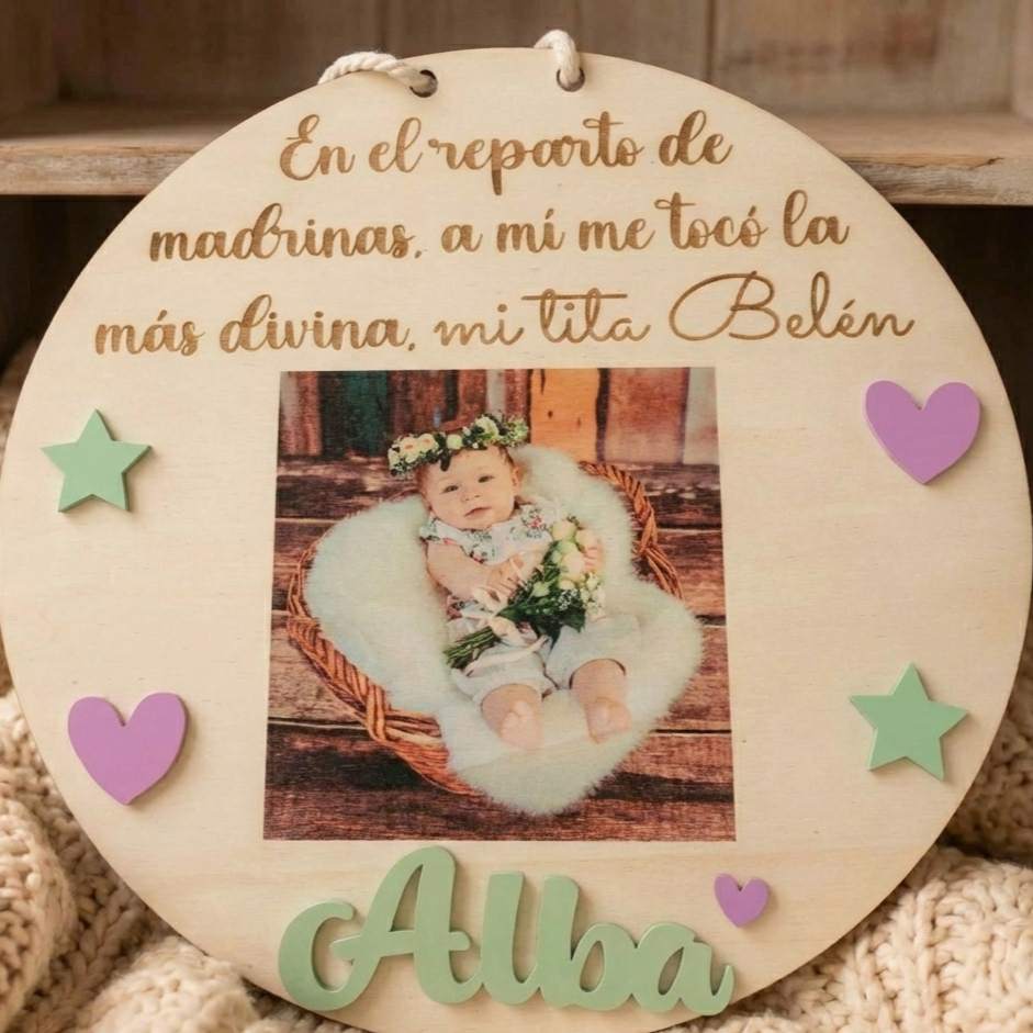 Placa personalizada de madera madrina