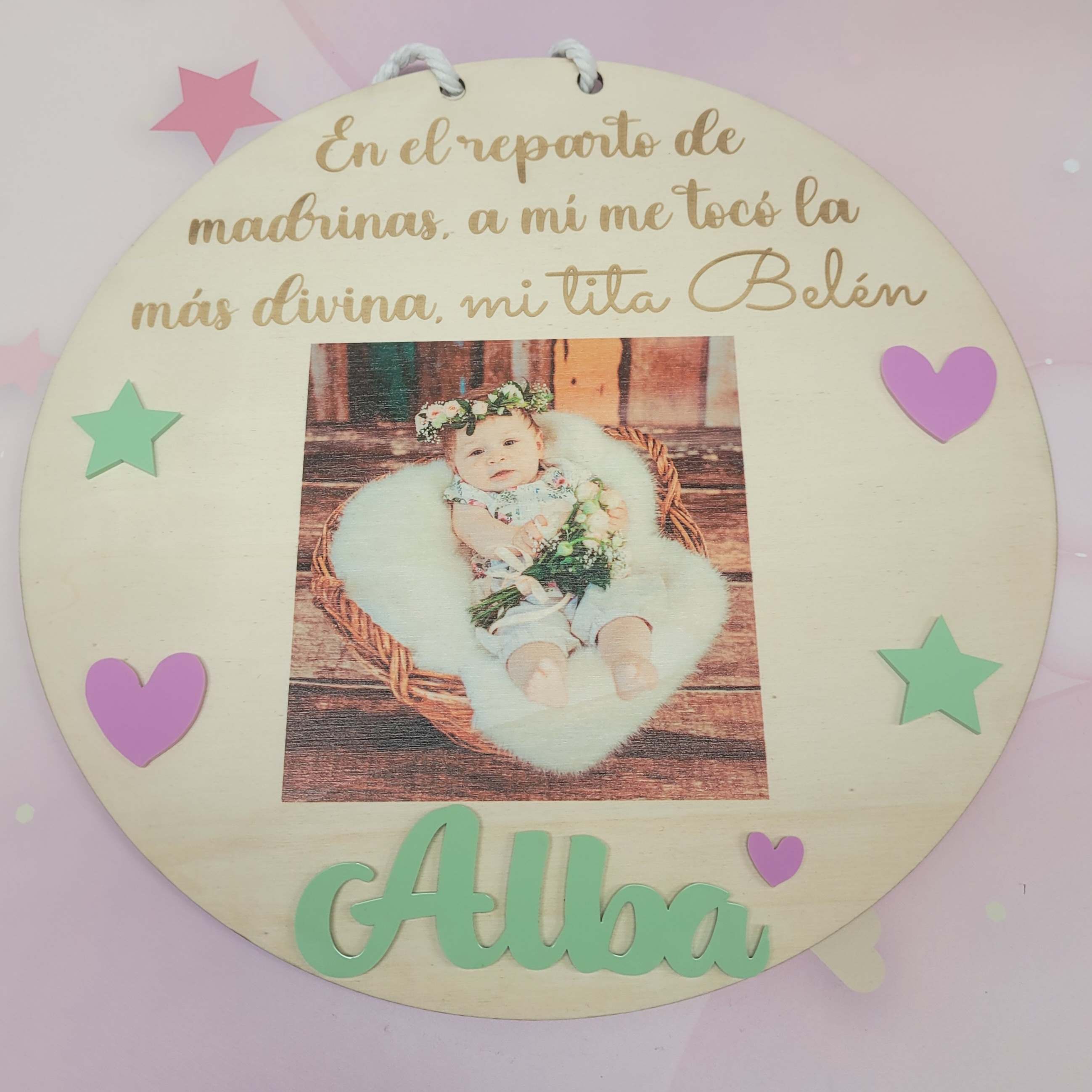 Placa personalizada de madera madrina