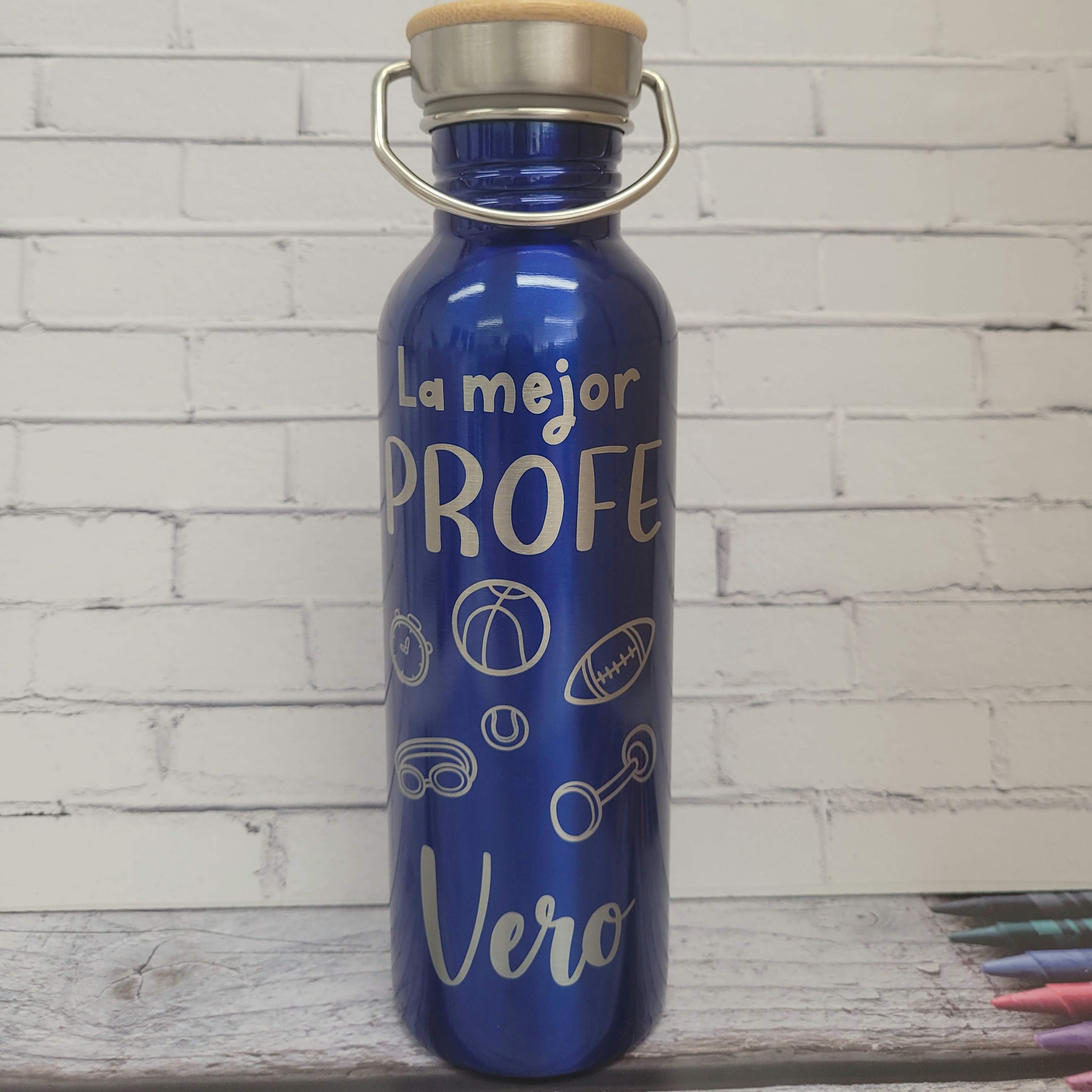 botella personalizada profe gimnasia