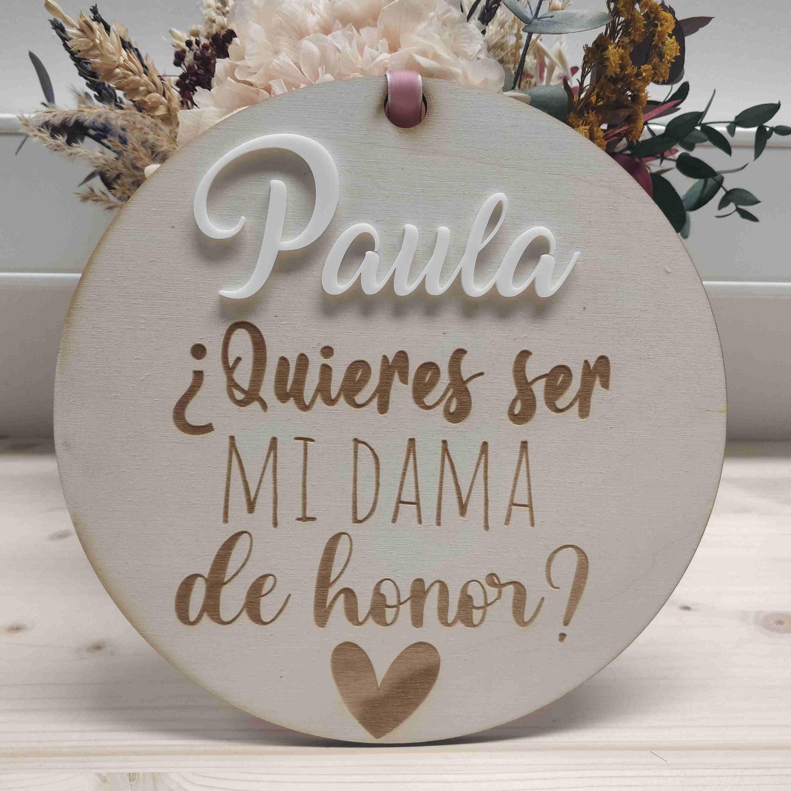 Placa personalizada dama de honor