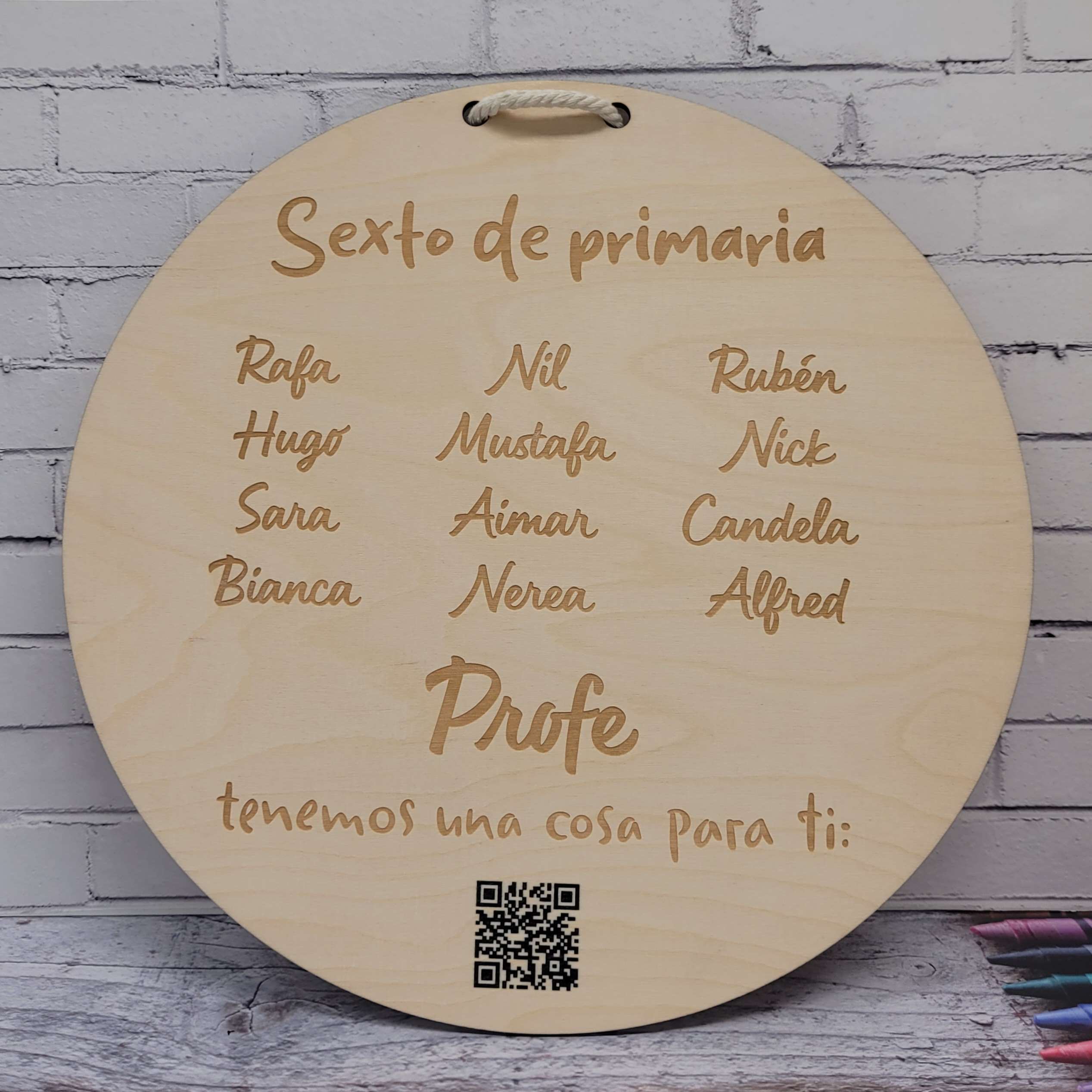Placa personalizada profe con audio foto y nombres