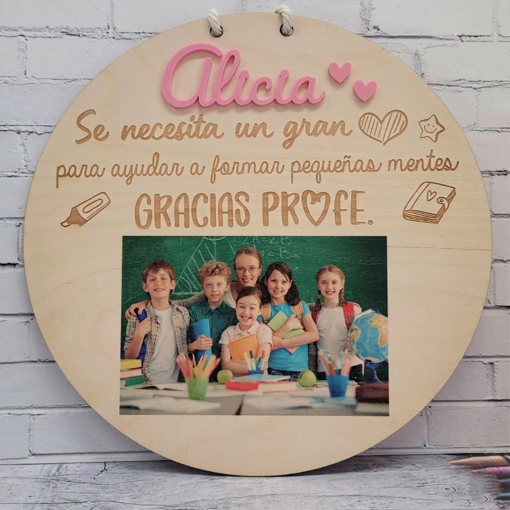 Placa personalizada profe con foto