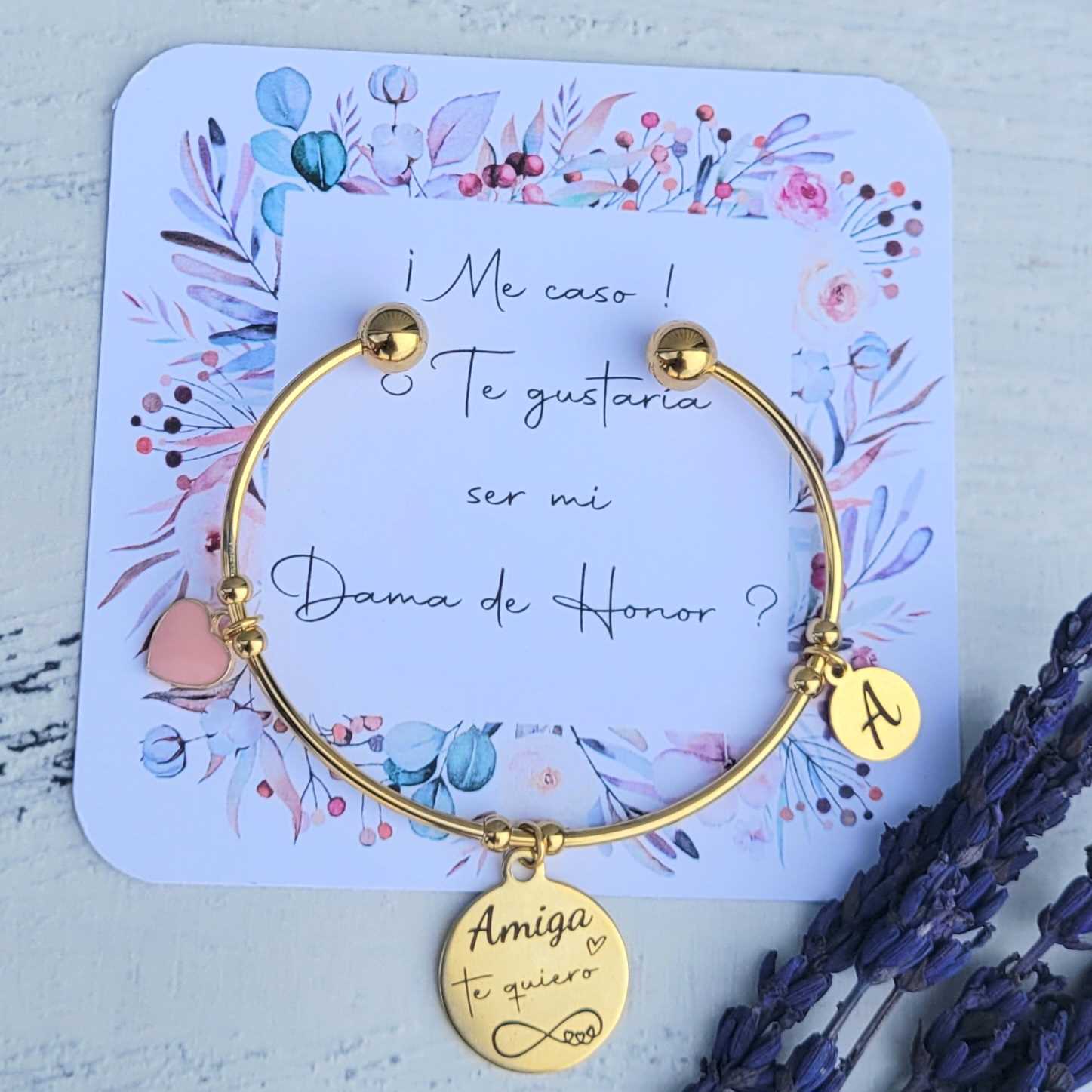 Pulsera dama de honor dorada