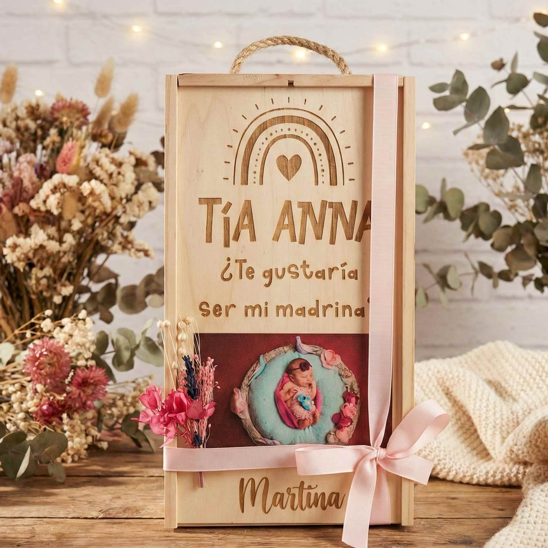 Caja madera personalizada madrina