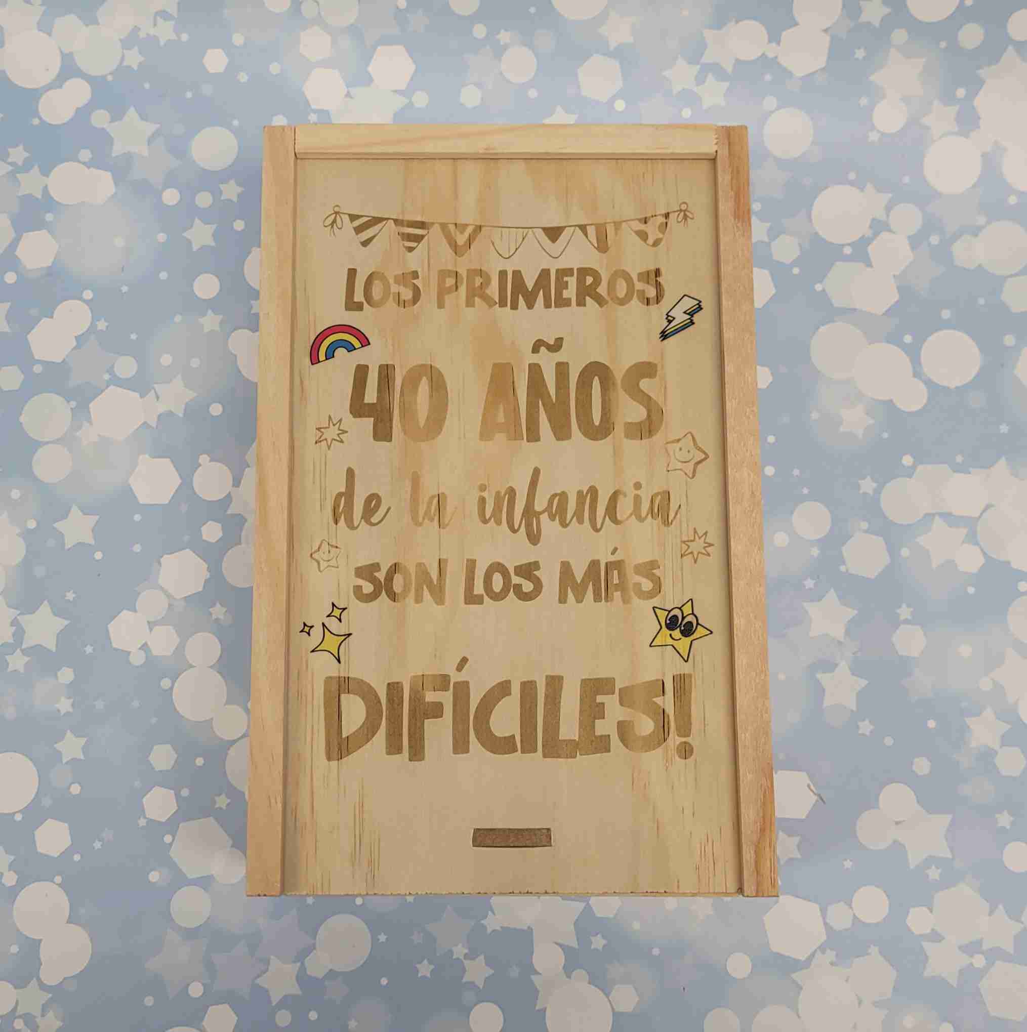 Caja de madera cumpleaños chocolatinas