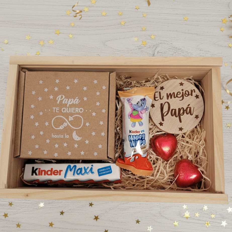 Caja personalizada llavero papá abridor - Happy Hippo- Maxi - Dos corazones