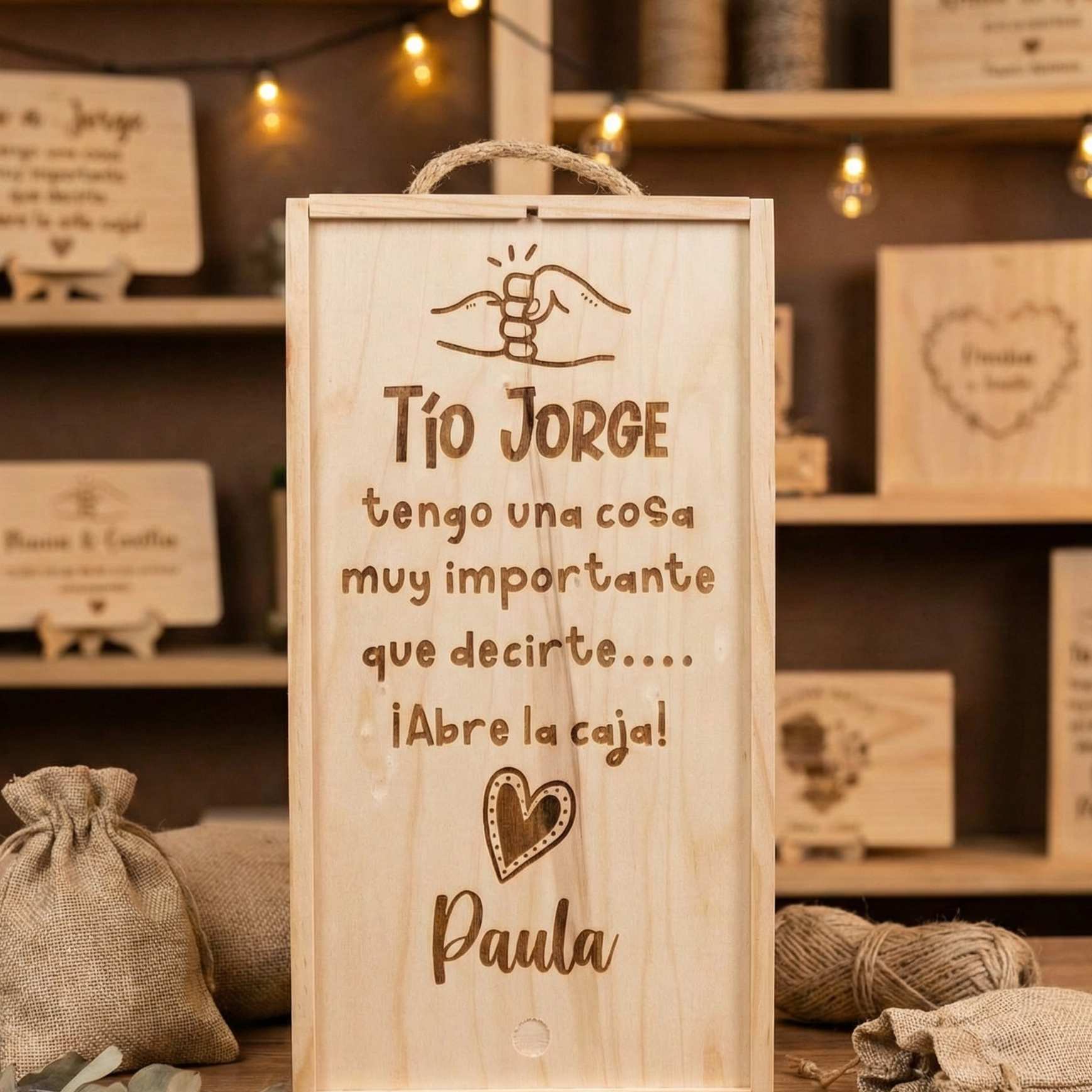 Caja regalo madera quieres ser mi padrino
