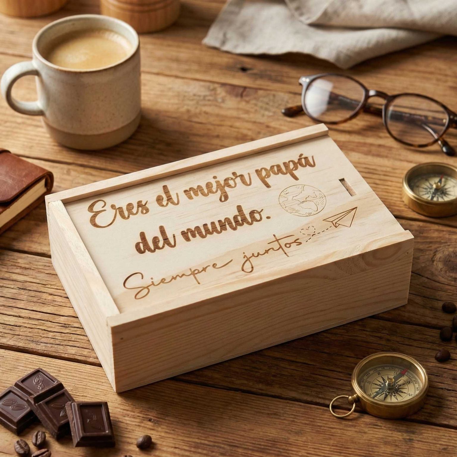 Caja madera Eres el mejor papá vacia - regalos para el día del padre