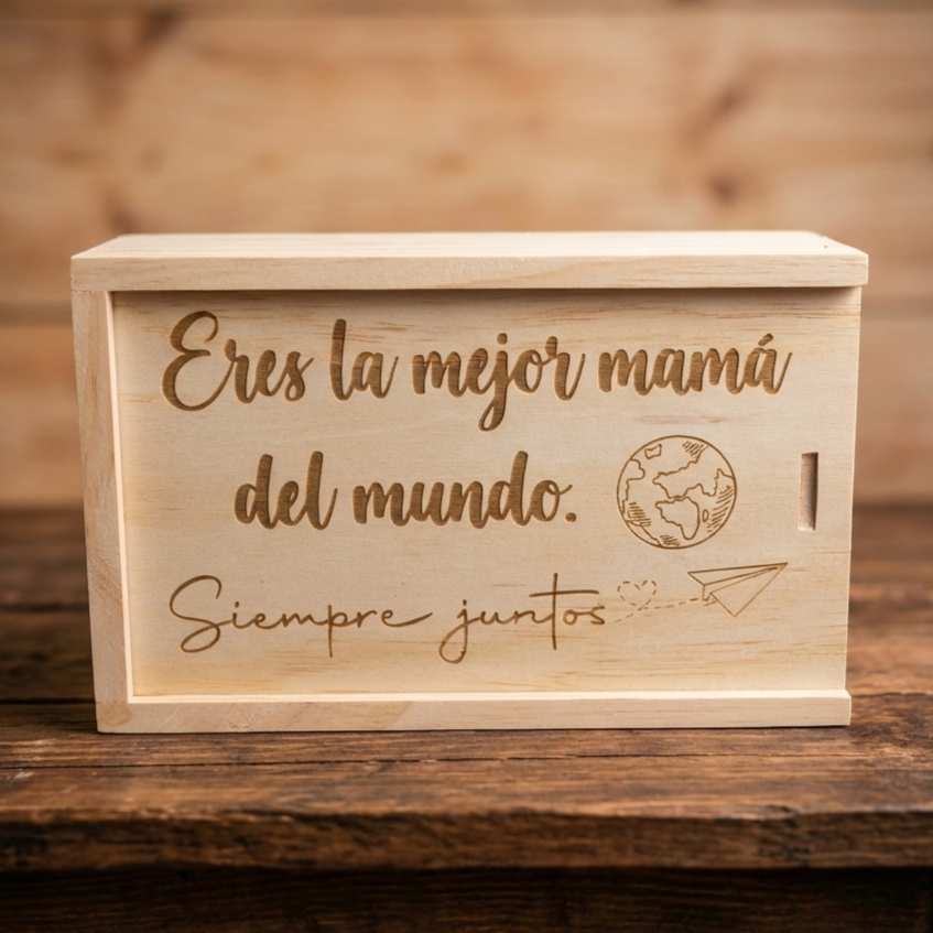 Caja madera vacia eres la mejor mamá