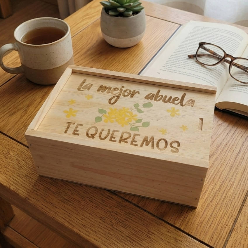 Caja madera vacia la mejor abuela
