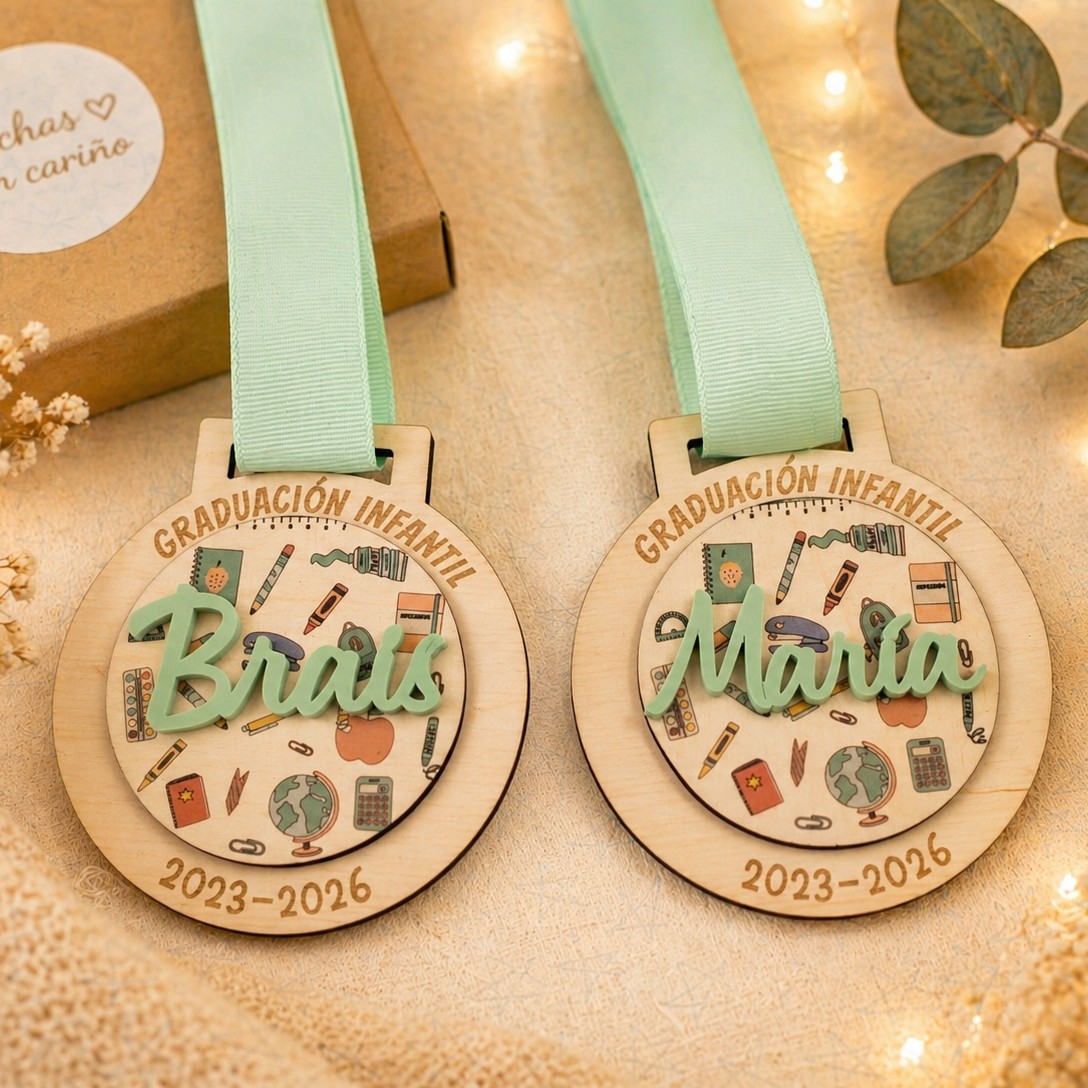 Medalla para graduación dibujos cole