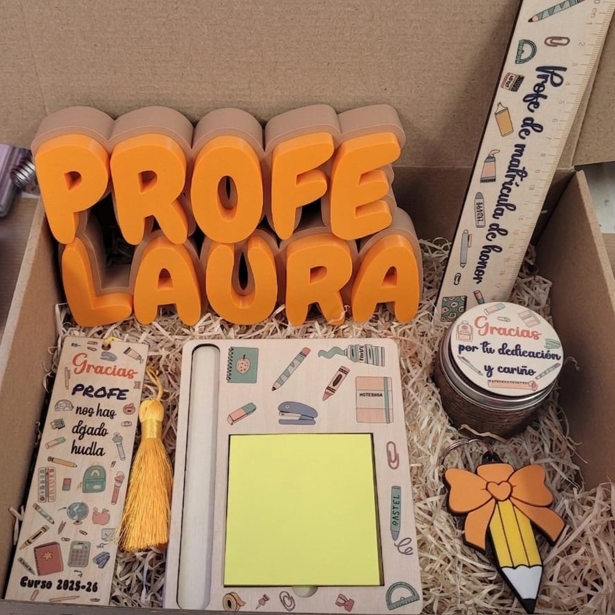 Caja profe cartel nombre